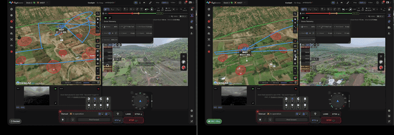 Visualizzazione del volo del drone in tempo reale sulla piattaforma FlytBase