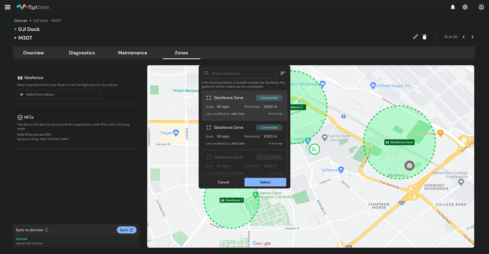 Geofence-Liste
