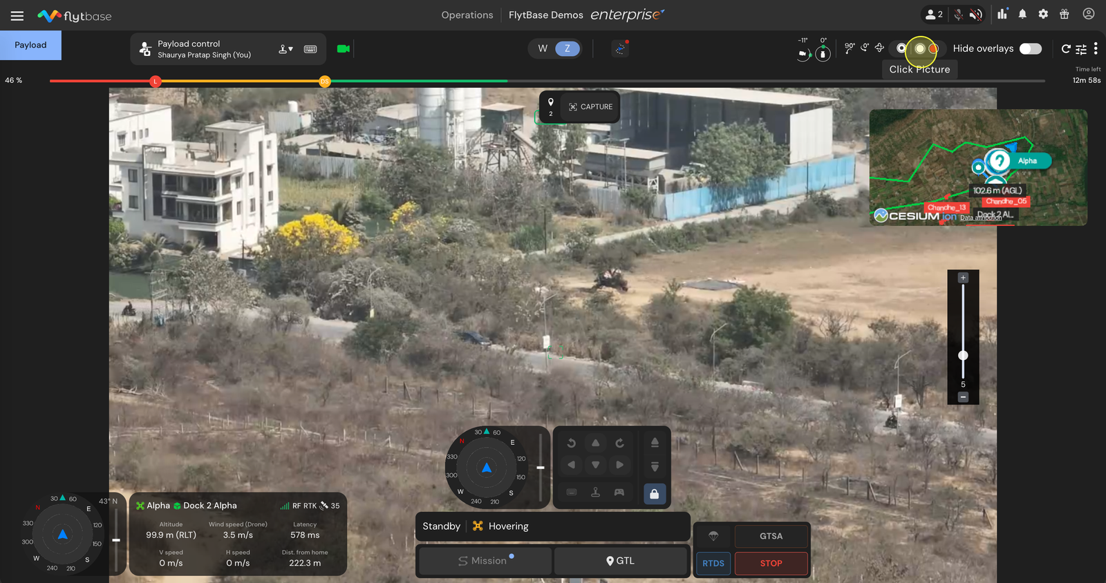 Recording image capture action during live mission recording