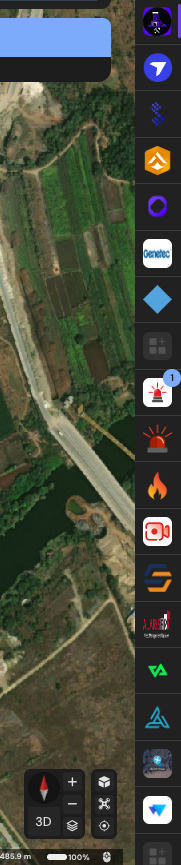 Barra degli strumenti della mappa con integrazioni di app di terze parti e controlli di visualizzazione della mappa