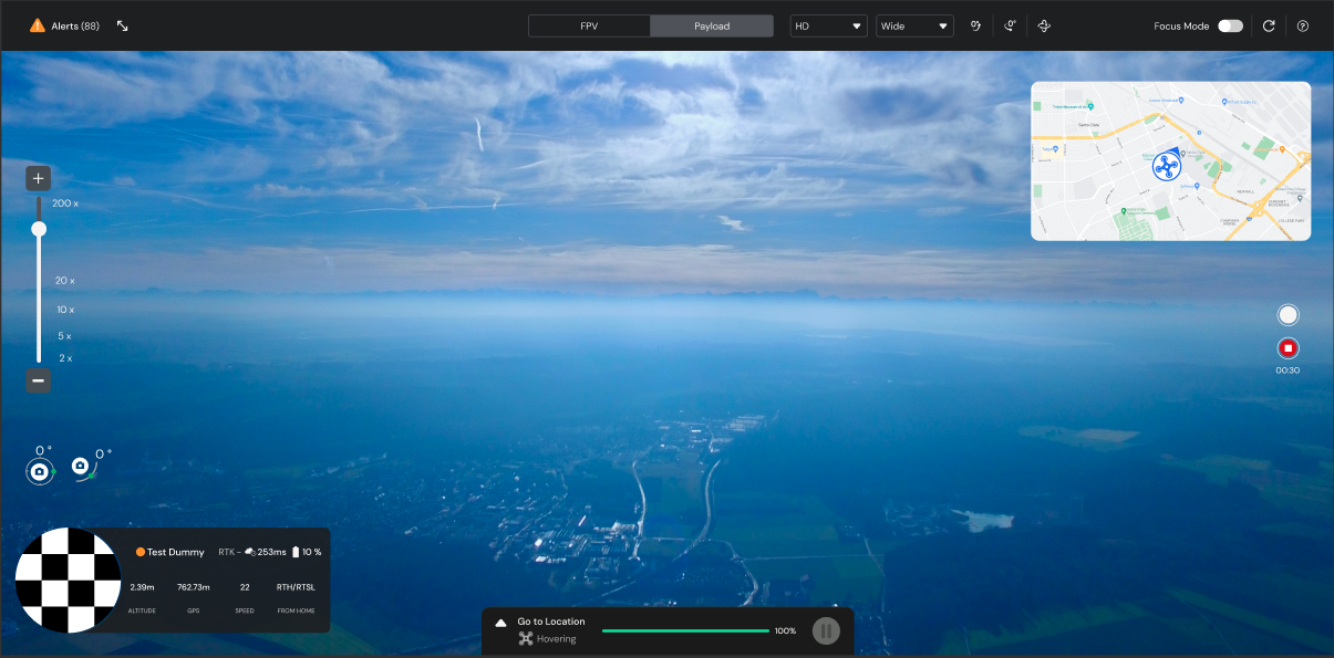 FlytBase-Dashboard: Cockpit-Ansicht