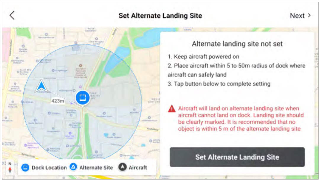 Setting Alternate Landing Site on DJI Pilot 2 App