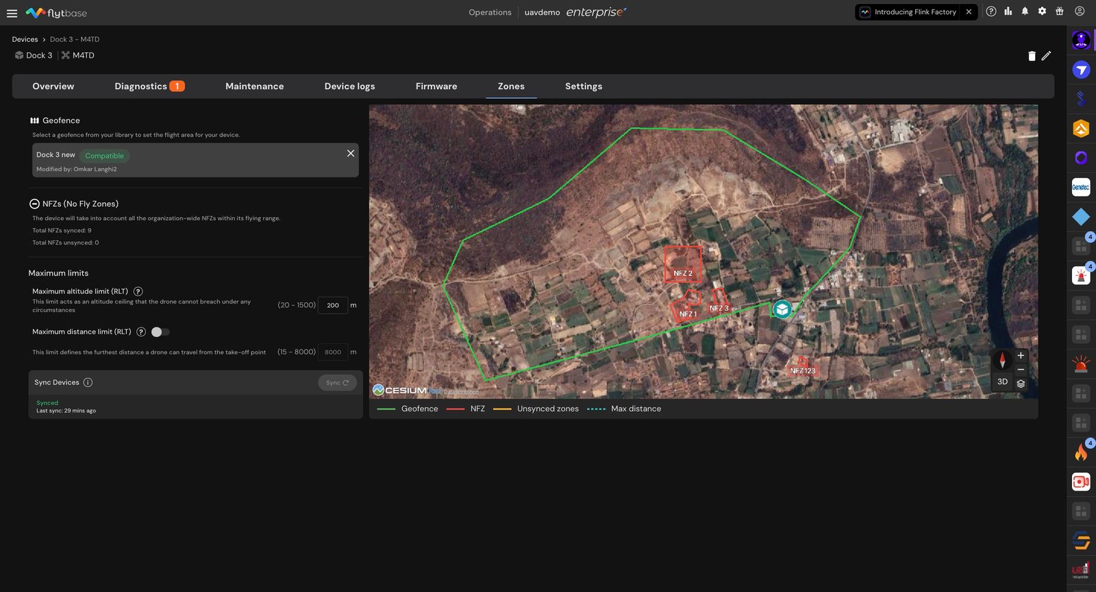 Synchronisierter Geofence: In Grün