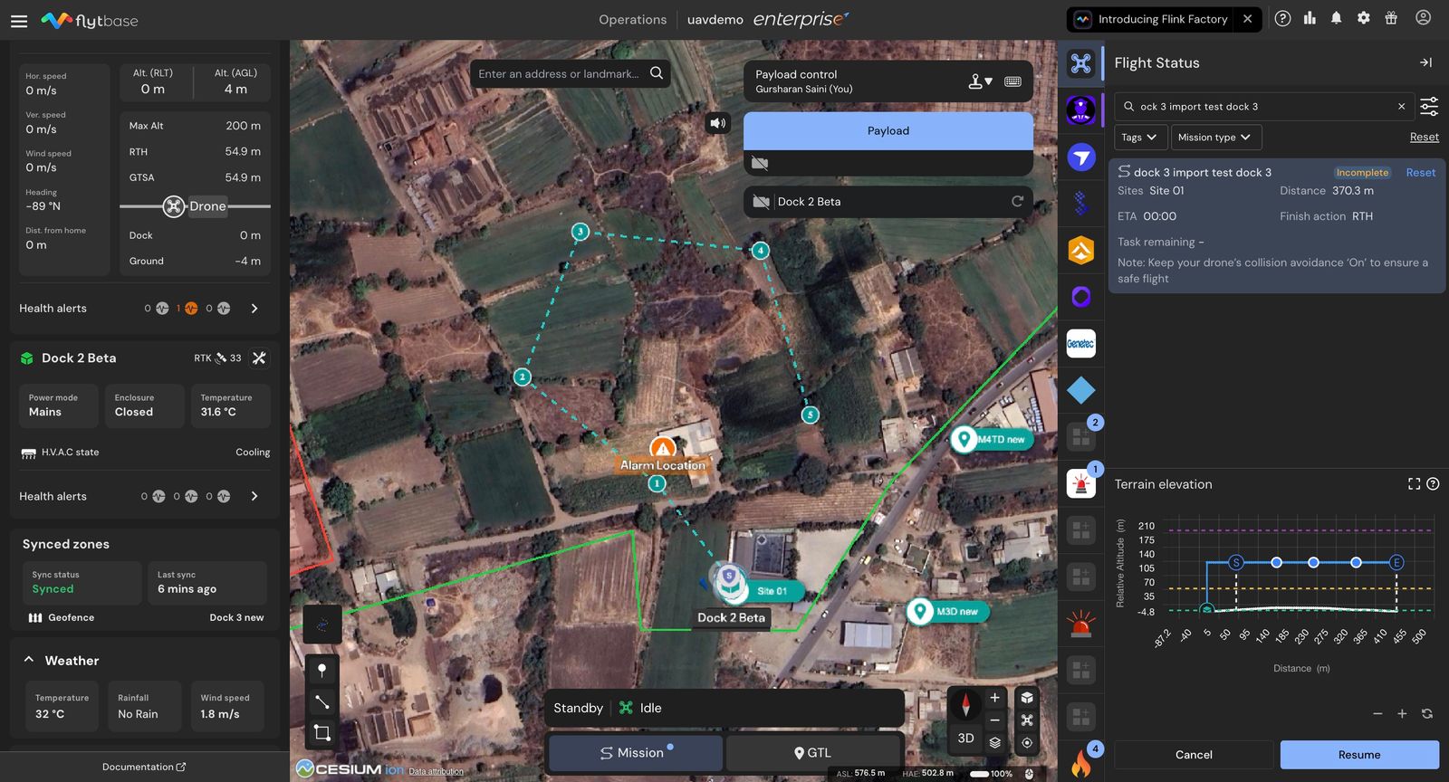 Haltepunktvorschau während einer Grid-Mission