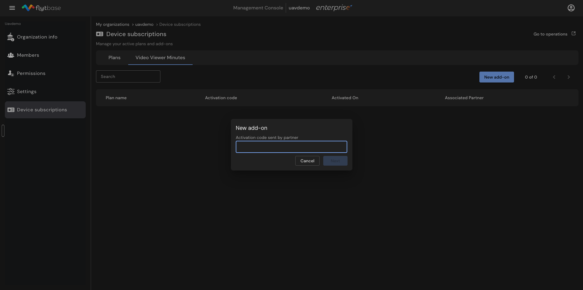 Záložka Zápisy prehliadača videa zobrazujúca dialógové okno Nový doplnok s poľom aktivačného kódu